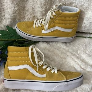mustard yellow Hi top Vans sneakers!